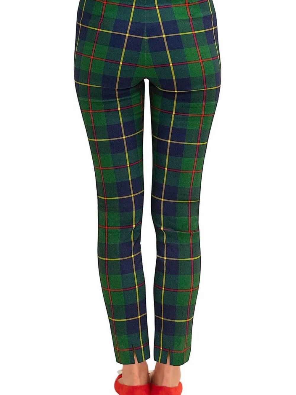 GRETCHEN SCOTT gripeless pull on pants in green plaid holiday Medium - Picture 5 of 16
